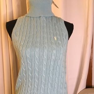 NWT Baby blue Ralph Lauren sleeveless turtleneck top size Large